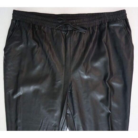Dex 2072219-DP Women's Plus Sz 2X Black Faux Leather Jogger Pants - Picture 7 of 10